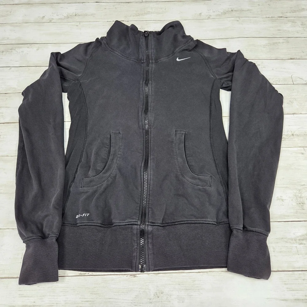 Nike Dri-FIT Full Zip Track Jacket Mock Neck Womens Small Black 586634 010